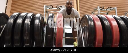 Teddy Riner sur la route de Rio 2016, Teddy Riner lors d'une séance de pratique physique, le 10 juin 2016, à l'INSEP, Paris - photo Philippe Millereau / KMSP / DPPI Banque D'Images