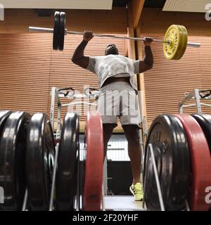 Teddy Riner sur la route de Rio 2016, Teddy Riner lors d'une séance de pratique physique, le 10 juin 2016, à l'INSEP, Paris - photo Philippe Millereau / KMSP / DPPI Banque D'Images