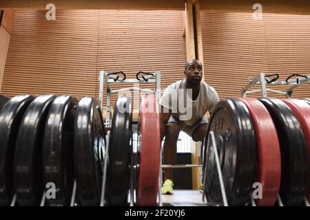 Teddy Riner sur la route de Rio 2016, Teddy Riner lors d'une séance de pratique physique, le 10 juin 2016, à l'INSEP, Paris - photo Philippe Millereau / KMSP / DPPI Banque D'Images