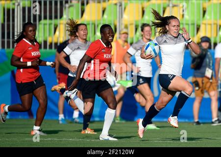 France Jade le PESQ Rugby Sevens les femmes en action lors des Jeux Olympiques RIO 2016, Rugby Seven Women, France contre Kenya, le 6 août 2016, À Rio, Brésil - photo Jean-Marie Hervio / KMSP / DPPI Banque D'Images