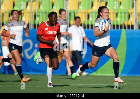 France Jade le PESQ Rugby Sevens les femmes en action lors des Jeux Olympiques RIO 2016, Rugby Seven Women, France contre Kenya, le 6 août 2016, À Rio, Brésil - photo Jean-Marie Hervio / KMSP / DPPI Banque D'Images