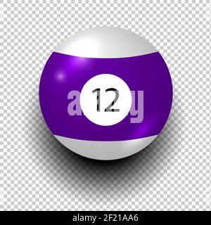 Vecteur de la boule de billard numéro 12. Violet et blanc. Objet vent isolé sur fond transparent. SPE 10 Illustration de Vecteur