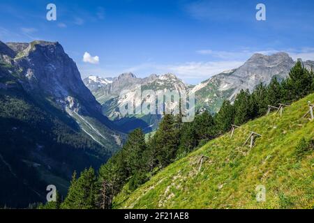 Paysage de montagne et de pâturages dans les alpes françaises Banque D'Images