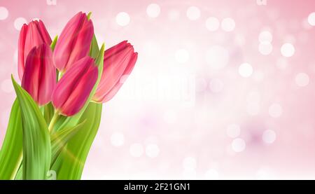 Naturel réaliste Tulips Flower Background. Illustration vectorielle Illustration de Vecteur