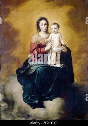 Vierge et enfant, peinture de Bartolomé Esteban Murillo, 1660-1680 Banque D'Images