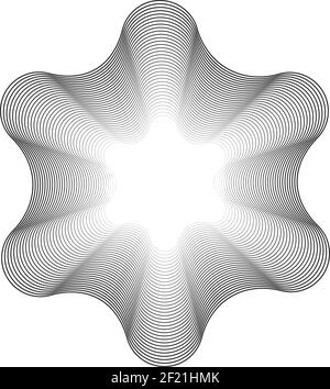 Lignes circulaires noires de largeur différente qui font une répétition de six éléments filaires pointés. Maquette de ligne abstraite modèle vectoriel pour le Web ou le logo. Illustration de Vecteur
