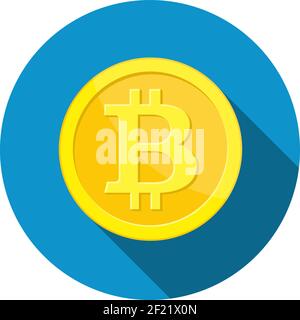 Pièce de monnaie dorée avec signe bitcoin. Illustration de Vecteur