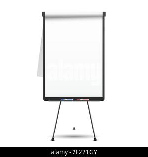 Tableau de conférence vierge. Tableau blanc et papier vide, présentation et séminaire, illustration vectorielle Illustration de Vecteur