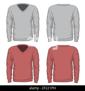 Sweat-shirt décontracté à col en V pour hommes. Vêtements de mode, vêtements textiles, illustration vectorielle. Sweat-shirt vectoriel à col en V ou sweat-shirt Vector pour Homme Illustration de Vecteur