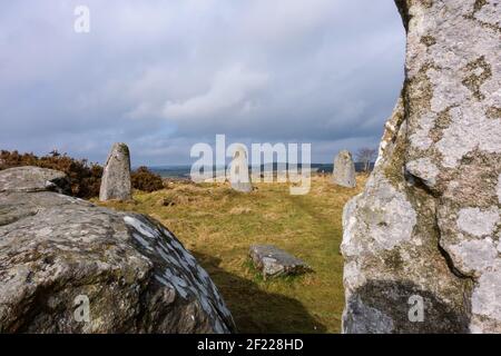 Le Aikey Brae est un cercle de pierres debout allongé près de Stuartfield et Old Deer à Aberdeenshire, en Écosse Banque D'Images