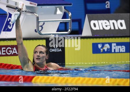 Katinka Hosszu (HUN) est en compétition et célèbre la médaille d'or de l'héritier lors de la finale féminine Medley de 200 m lors des 17e championnats du monde de la FINA, à Duna Arena, à Budapest, Hongrie, jour 11, Le 24 juillet 2017, photo Stephane Kempinaire / KMSP / DPPI Banque D'Images