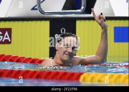 Katinka Hosszu (HUN) est en compétition et célèbre la médaille d'or de l'héritier lors de la finale féminine Medley de 200 m lors des 17e championnats du monde de la FINA, à Duna Arena, à Budapest, Hongrie, jour 11, Le 24 juillet 2017, photo Stephane Kempinaire / KMSP / DPPI Banque D'Images