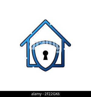 Illustration de la conception vectorielle de l'icône du logo Home Security. Home Security avec logo Shield concept de conception d'icône pour la maison et l'immobilier. Smart House Secure d Illustration de Vecteur