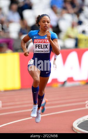 Allyson felix (USA) 400 mètres femmes pendant les Championnats du monde d'athlétisme 2017, au stade olympique, à Londres, Royaume-Uni, jour 3, Le 6 août 2017 - photo Julien Crosnier / KMSP / DPPI Banque D'Images