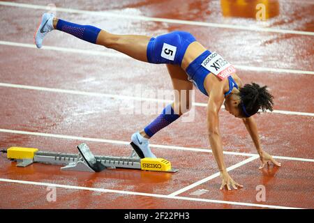 Allyson Felix (USA) remporte la médaille de bronze en 400 mètres femmes lors des Championnats du monde d'athlétisme 2017, au Stade Olympique, à Londres, Royaume-Uni, jour 6, Le 9 août 2017 - photo Julien Crosnier / KMSP / DPPI Banque D'Images