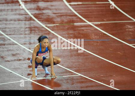 Allyson Felix (USA) remporte la médaille de bronze en 400 mètres femmes lors des Championnats du monde d'athlétisme 2017, au Stade Olympique, à Londres, Royaume-Uni, jour 6, Le 9 août 2017 - photo Julien Crosnier / KMSP / DPPI Banque D'Images