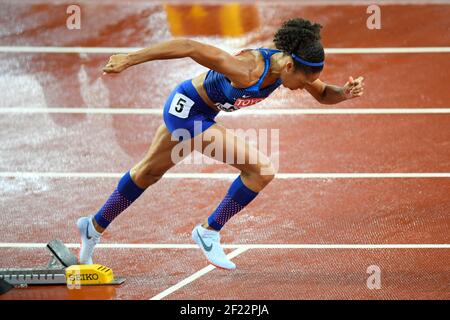 Allyson Felix (USA) remporte la médaille de bronze en 400 mètres femmes lors des Championnats du monde d'athlétisme 2017, au Stade Olympique, à Londres, Royaume-Uni, jour 6, Le 9 août 2017 - photo Julien Crosnier / KMSP / DPPI Banque D'Images