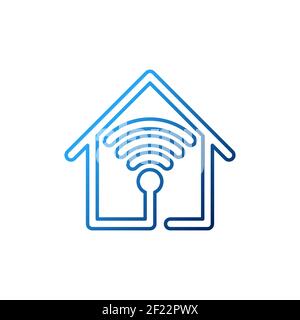 Icône Smart Home Connection logo illustration du design Vector. Icône du logo Smart Home avec concept de connexion sans fil. Smart House Vector Icon plat tendance Illustration de Vecteur