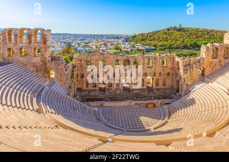 Amphithéâtre de l'Acropole à Athènes, Grèce Banque D'Images