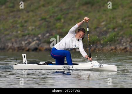 ANAIS Cattelet de France concurrence en C1 femmes 200 m lors des Championnats du monde de Sprint Canoe 2017 d'ICF à Racice, République Tchèque, jour 5, le 27 août 2017 - photo Jean-Marie Hervio / KMSP / DPPI Banque D'Images