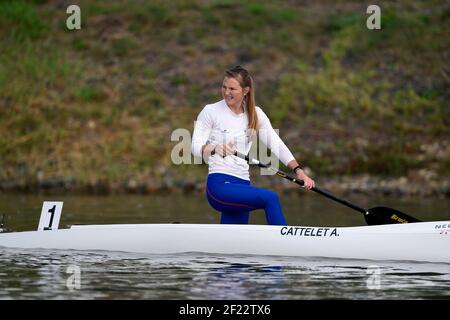 ANAIS Cattelet de France concurrence en C1 femmes 200 m lors des Championnats du monde de Sprint Canoe 2017 d'ICF à Racice, République Tchèque, jour 5, le 27 août 2017 - photo Jean-Marie Hervio / KMSP / DPPI Banque D'Images