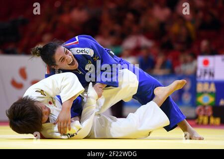 Mayra Aguiar (Bra) réagit après sa victoire dans la catégorie -78kg médaille d'or lors des Championnats du monde de judo Suzuki 2017, à Budapest, Hongrie, jour 5 le 1er septembre 2017 - photo Philippe Millereau / KMSP / DPPI Banque D'Images