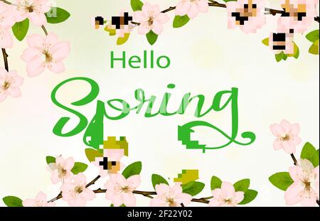 arrière-plan du printemps avec cerisiers en fleurs Illustration de Vecteur