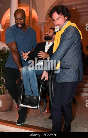 Teddy Riner et Michael Jeremiasz pendant la fête de Paris 2024, Lima, 13 septembre 2017, photo Philippe Millereau / KMSP / PARIS 2024 / DPPI Banque D'Images