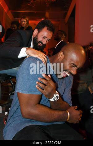 Michael Jeremiasz et Teddy Riner lors de la Paris 2024 Party, Lima, 13 septembre 2017, photo Philippe Millereau / KMSP / PARIS 2024 / DPPI Banque D'Images