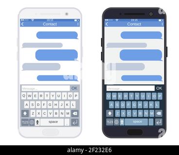 Smartphone avec l'application sms, messagerie instantanée Illustration de Vecteur