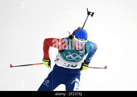 Marie Dorin-Habert (fra) lors de la XXIII Jeux Olympiques d'hiver Pyeongchang 2018, Biathlon, course féminine de 7,5 km, le 10 février 2018, Au centre de biathlon Alpensia à Pyeongchang, Corée du Sud - photo Philippe Millereau / KMSP / DPPI Banque D'Images