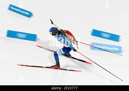 Marie Dorin-Habert (fra) lors de la XXIII Jeux Olympiques d'hiver Pyeongchang 2018, Biathlon, course féminine de 7,5 km, le 10 février 2018, Au centre de biathlon Alpensia à Pyeongchang, Corée du Sud - photo Philippe Millereau / KMSP / DPPI Banque D'Images