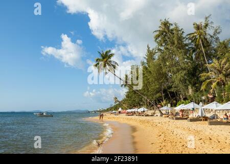 Plage par une journée ensoleillée, sur le côté ouest de l'île de Phu Quoc, Vietnam Banque D'Images