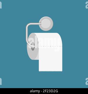 Rouleau de papier hygiénique avec support en métal. Illustration de Vecteur