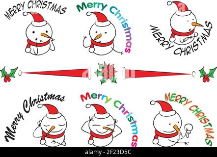 ensemble d'émoticônes de bonhomme de neige vector Illustration de Vecteur