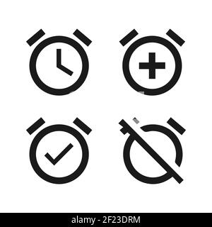 Réveil plat. Alarme d'ajout, d'activation et de désactivation. Vecteur EPS 10 Illustration de Vecteur