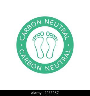 Panneau d'empreinte carbone neutre. Empreintes de CO2 vert dans le cercle. Étiquette neutre en carbone. Contour de deux pieds. Zéro émission. Pollution par les gaz toxiques. Vecteur Illustration de Vecteur
