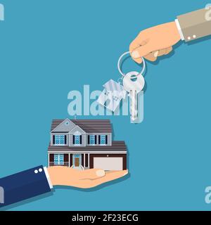 Homme d'affaires mains donnant la clé pour la maison Illustration de Vecteur