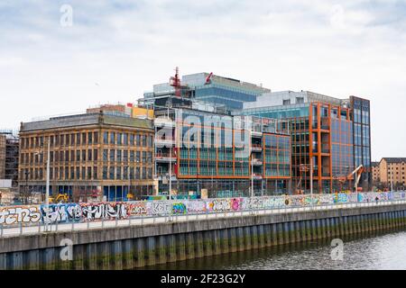 Les bâtiments Wellcroft et Tradescroft du nouveau campus de Barclays Glasgow sont en construction à Buchanan Wharf Tradeston, Glasgow, Écosse, Royaume-Uni Banque D'Images