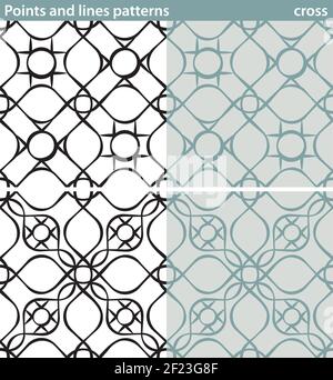 Quatre motifs sans couture faits de points et de lignes. Illustration de Vecteur