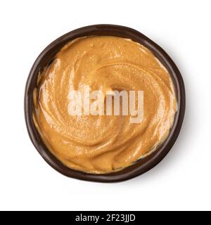 Bol en verre de beurre d'arachide Banque D'Images