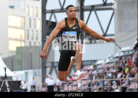 Jean-Marc Pontvianne (FRA) participe au Triple Jump masculin lors de la rencontre Athlétique de Marseille, Pro athle Tour, en France, le 16 juin 2018 - photo Stephane Kempinaire / KMSP / DPPI Banque D'Images