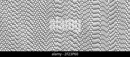 Motif ondulé noir et blanc. Arrière-plan des lignes courbes du volume. Texture du métal Banque D'Images