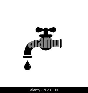 Icône de symbole noir du robinet d'eau de style simple sur fond blanc. Vecteur EPS 10 Illustration de Vecteur