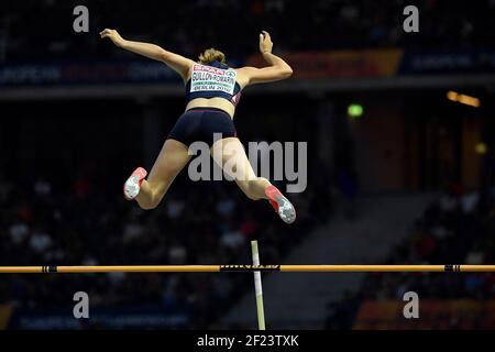 Ninon Guillon-Romarin (FRA) participe à Pole Vault Women lors des Championnats d'Europe 2018, au Stade olympique de Berlin, Allemagne, jour 3, le 9 août 2018 - photo Julien Crosnier / KMSP / DPPI Banque D'Images