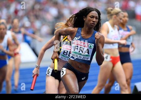 L'équipe française compte en 4x400m femmes pendant les Championnats d'Europe 2018, au Stade Olympique à Berlin, Allemagne, jour 4, le 10 août 2018 - photo Julien Crosnier / KMSP / DPPI Banque D'Images