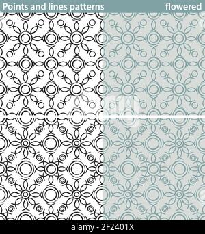 Quatre motifs sans couture faits de points et de lignes. Illustration de Vecteur