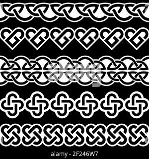 Design transparent à vecteur celtique irlandais, collection de cadres et de bordures celtiques, décorations tressées pour cartes de vœux, célébration de la Saint Patrick Illustration de Vecteur