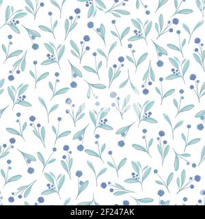 délicat motif floral vectoriel. délicates fleurs de couleur menthe avec fleurs de lilas ou baies. Illustration de Vecteur