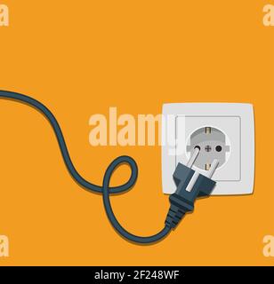 Icône d'électricité plate avec fiche et prise Illustration de Vecteur